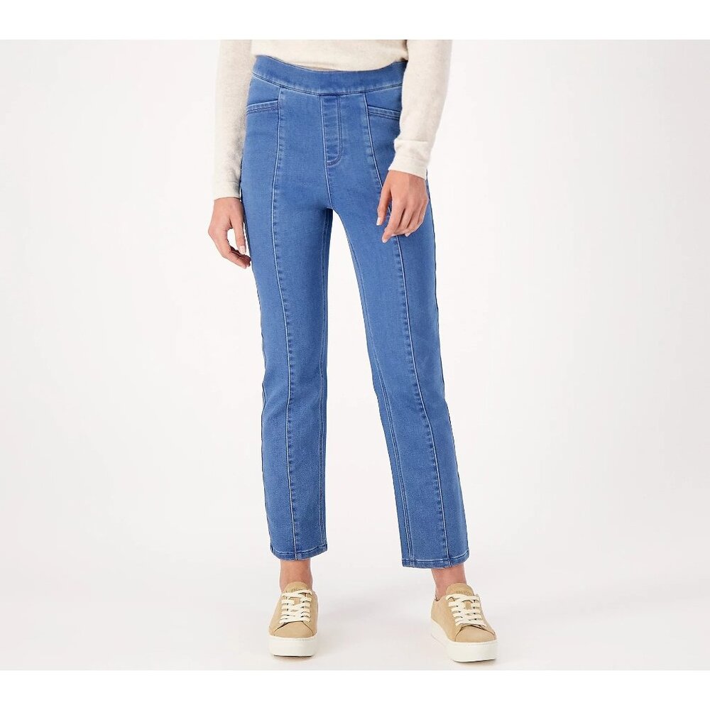 Isaac Mizrahi Live Divine Denim Petite Pull On Ankle Jeans 30 Medium Indigo NEW